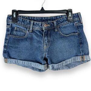 H&M &Denim Low Waist Cuffed Shorts 36 ( 4 ) Medium Wash Blue Skinny 90s y2k